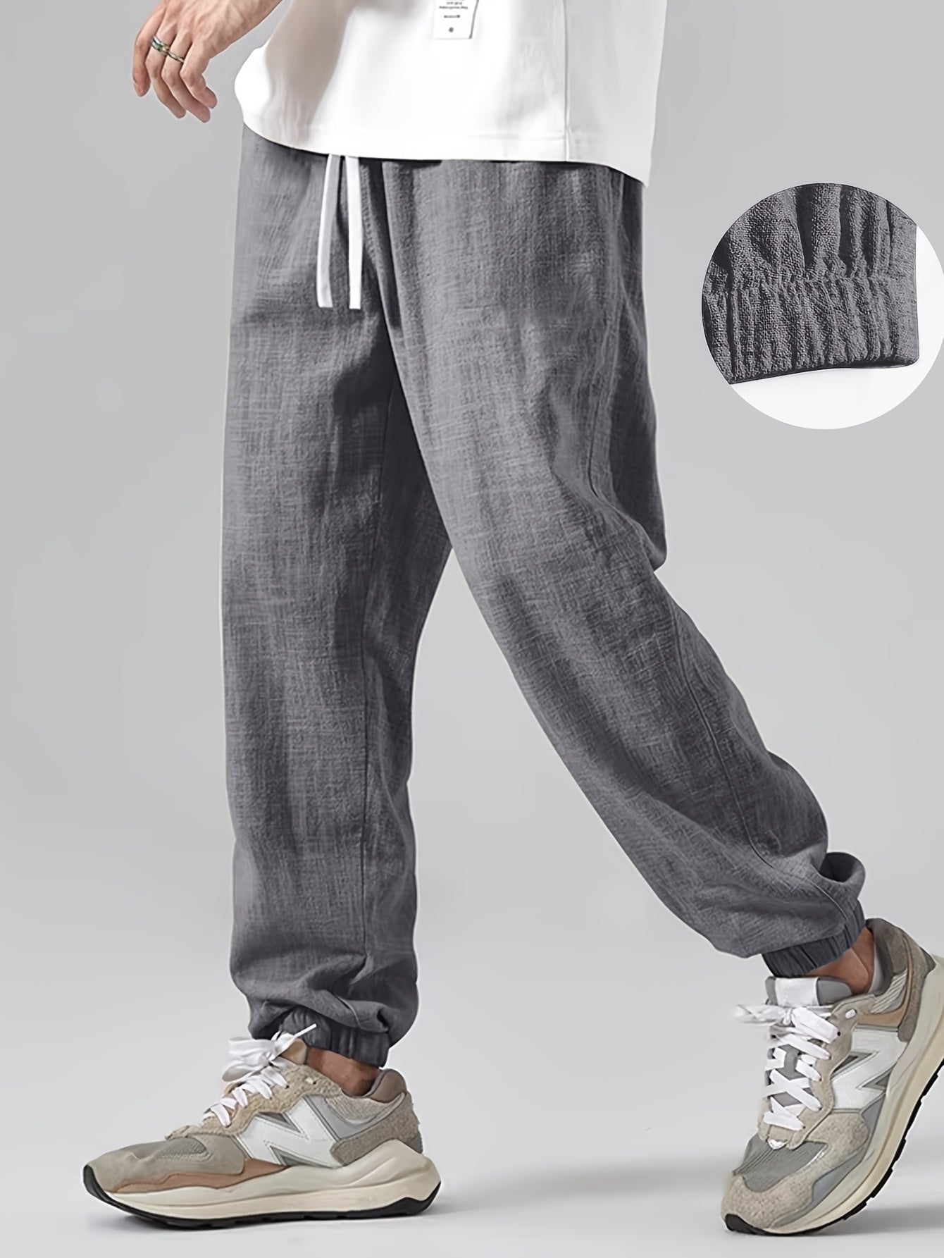 Pantaloni Din In Cu Buzunare Pentru Bărbați