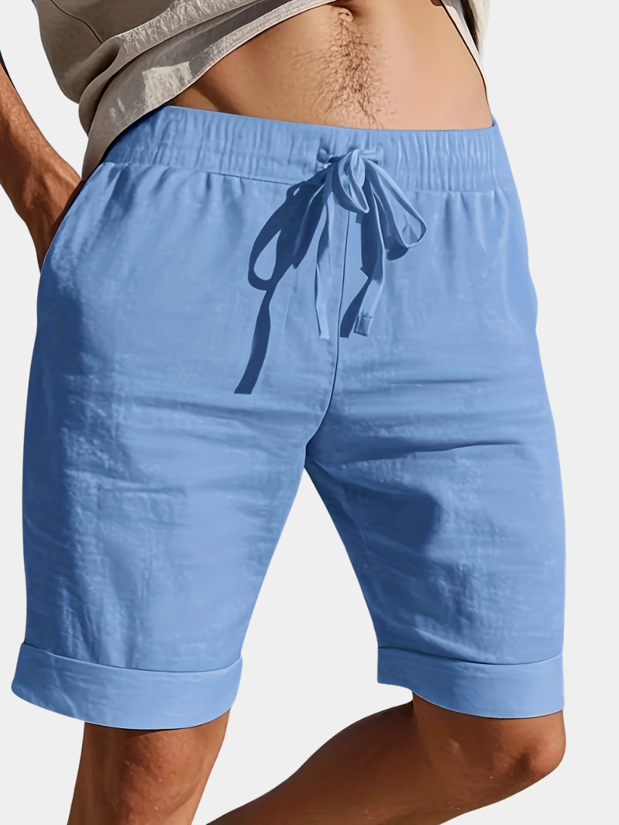 Pantaloni Scurți Din In Pentru Plajă Pentru Bărbați