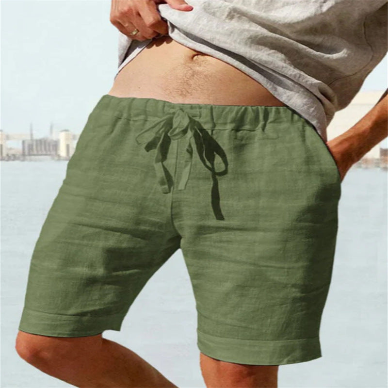 Pantaloni Scurți Din In Pentru Plajă Pentru Bărbați